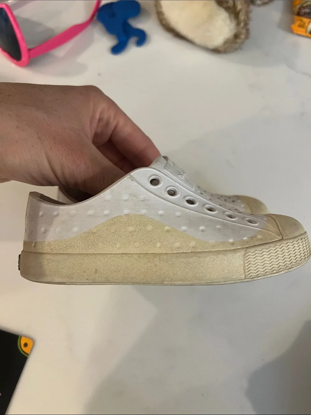 Native Kids Slip-On Water Shoes in White and Navy